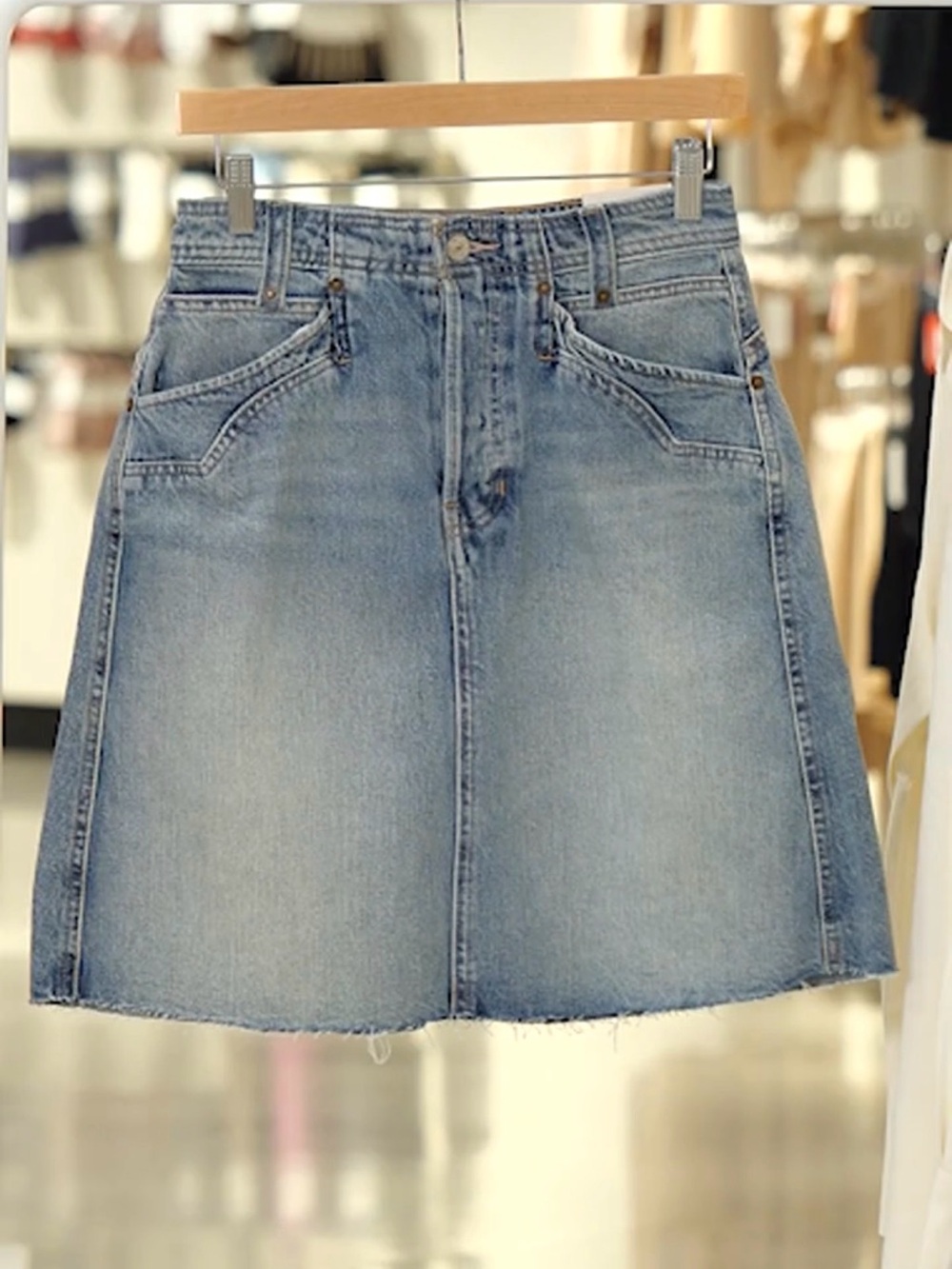 Free People Light Blue Denim Mini/Midi Skirt size 24
